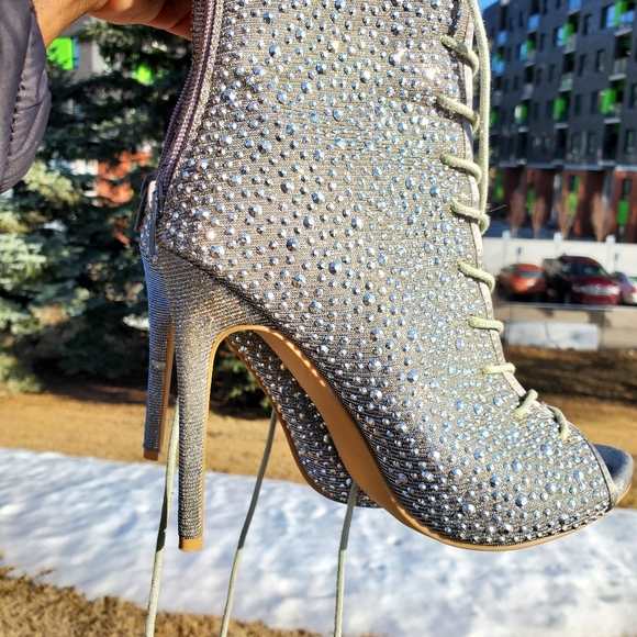 Rhinestone strap up heels - Picture 13 of 14